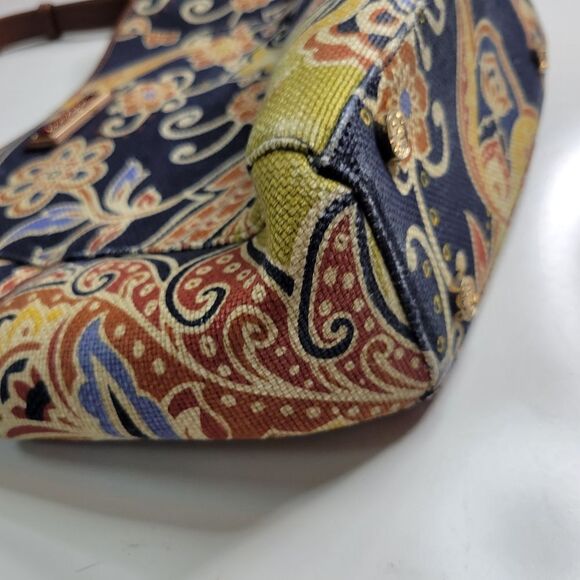 SPARTINA 449 LINEN + LEATHER RESORT FLORAL PREPPY PURSE BAG DAUFUSKIE ISLAND SC - Picture 5 of 16